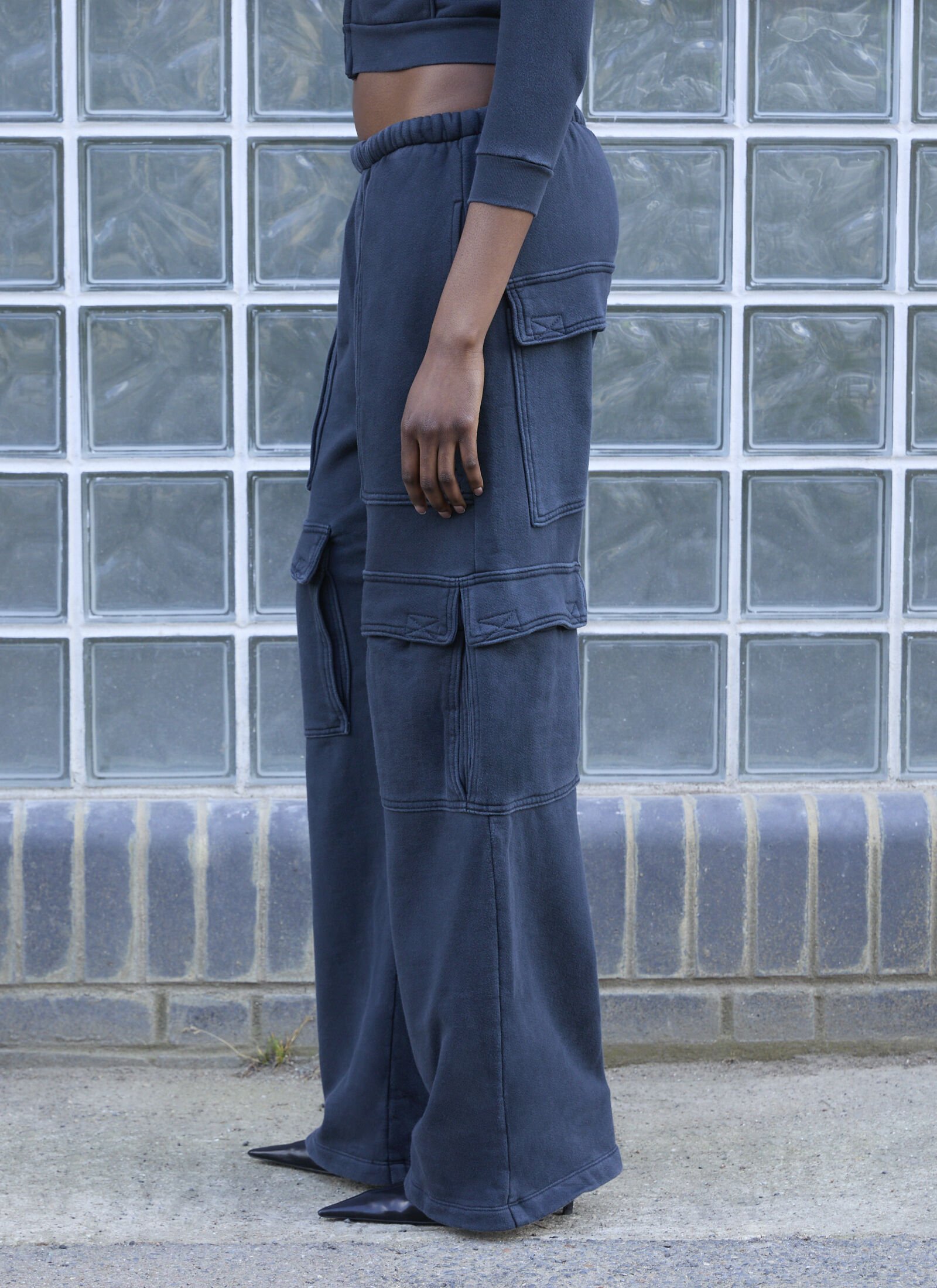 Cargo track denim top