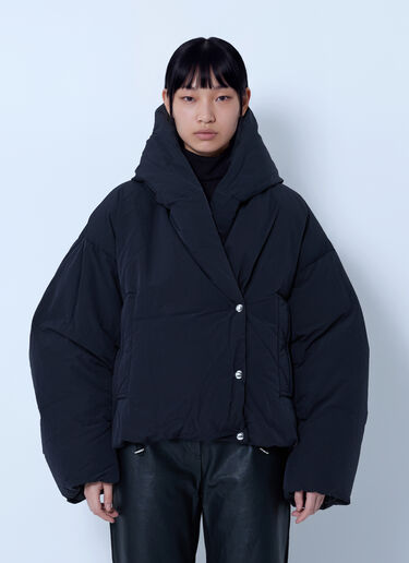 LN-CC® - Sportmax: Padded Jacket with Oversized Collar - Black Sportmax Padded Jacket with Oversized Collar Black spx0266003