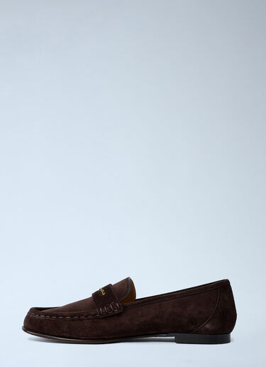 Chloé Suede Logo Motif Loafers Brown chl0262029
