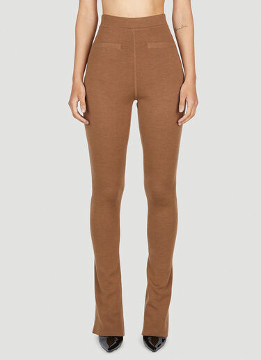 Saint Laurent High Waist Knit Leggings Camel sla0252028