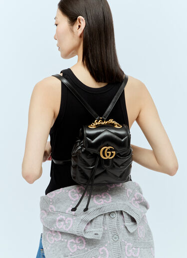 Gucci GG Marmont 菱格纹双肩包 黑色 guc0255128