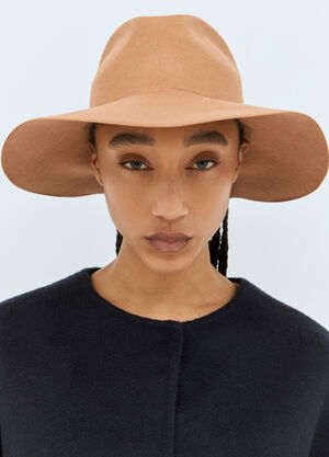 Max Mara 펠트 울 넓은 챙 모자 베이지 max0258022