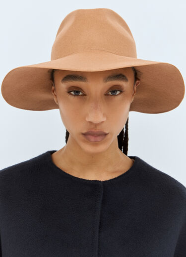 Max Mara Felt Wool Wide Brim Hat Camel max0258022
