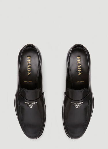 Prada Logo-Plaque Leather Loafers Black pra0141057