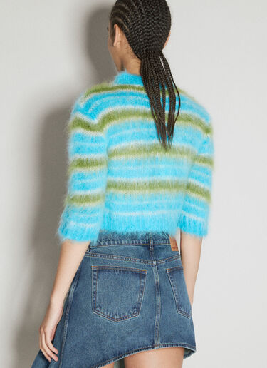 Marni Mohair-Blend Striped Cardigan Blue mni0255004