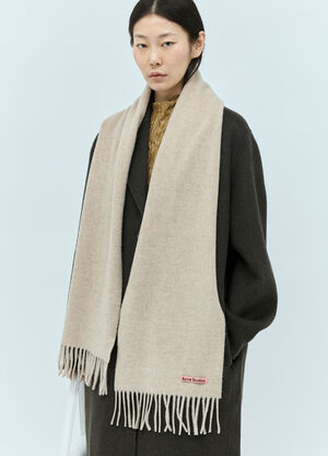 Acne Studios Fringe Wool Scarf Beige acn0255025