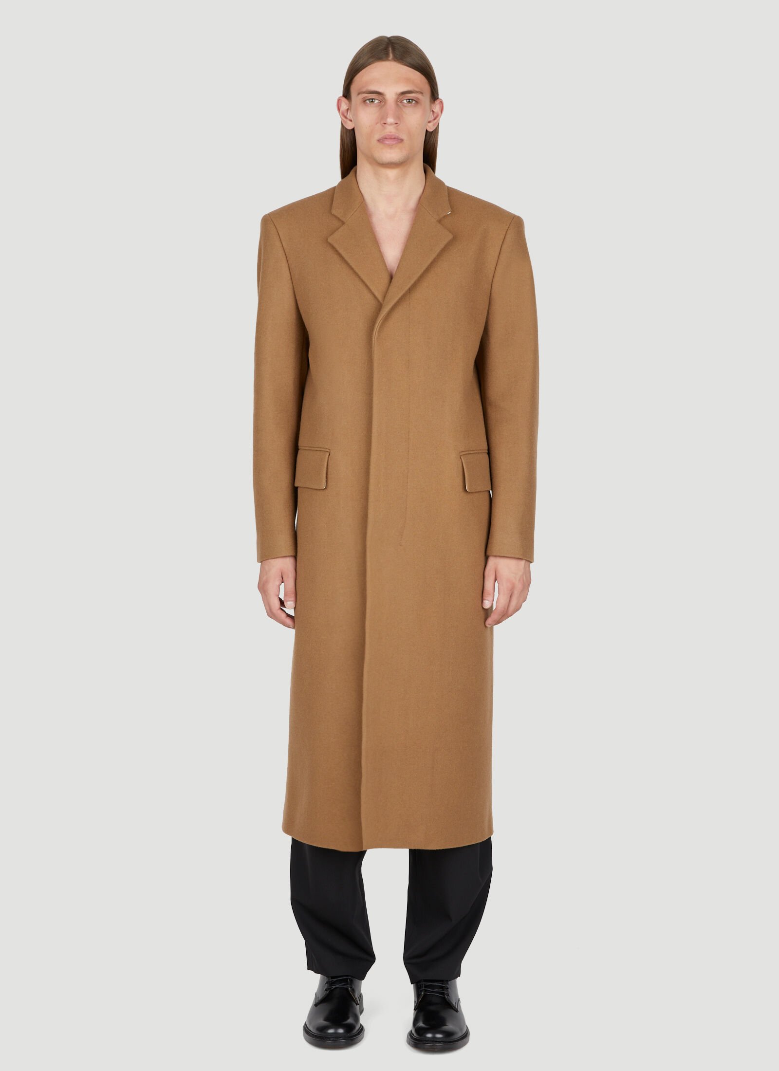 Balenciaga Wool Coat Brown bal0155023