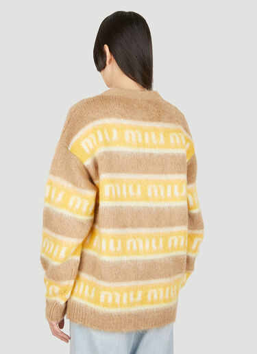 Miu Miu Logo Jacquard Cardigan Camel miu0250011