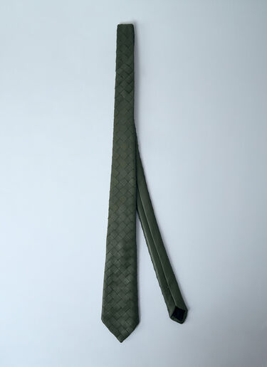 Bottega Veneta Braided Leather Tie Green bov0159023