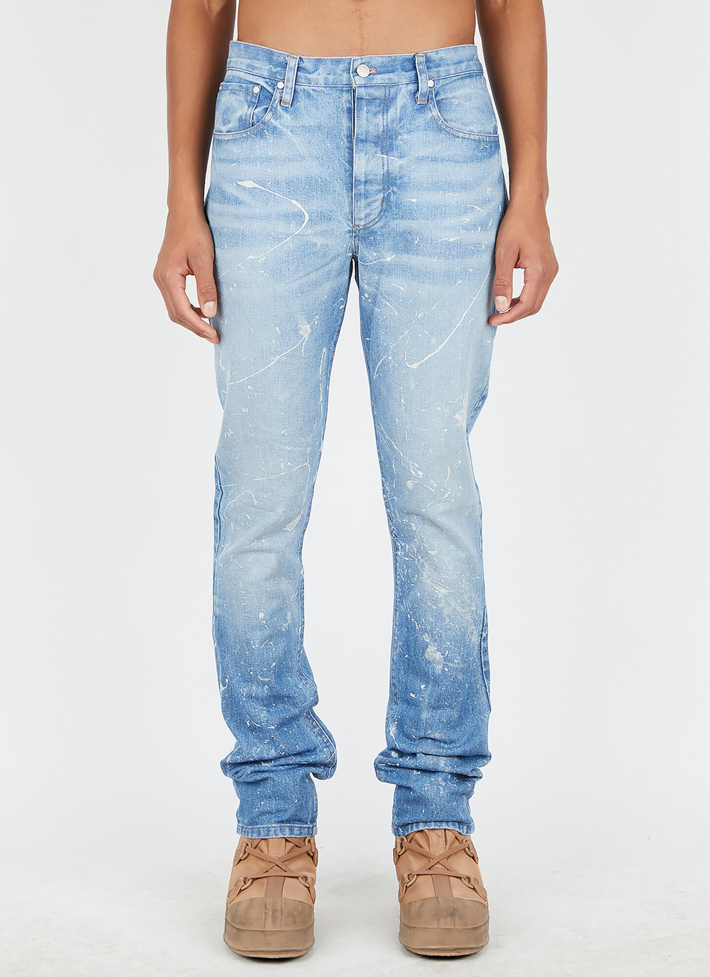 Bstroy Paint-splatter Jeans In Blue