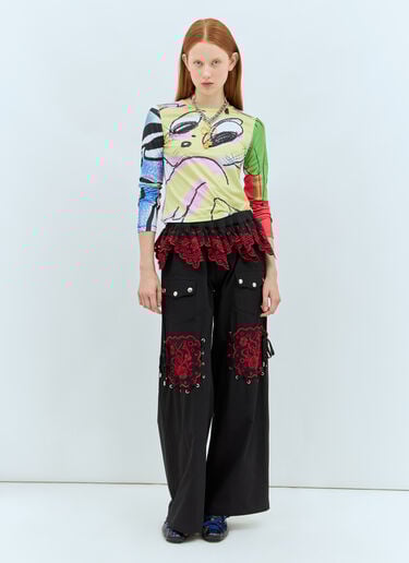 Chopova Lowena Frill Cotton Pants Black cho0258007