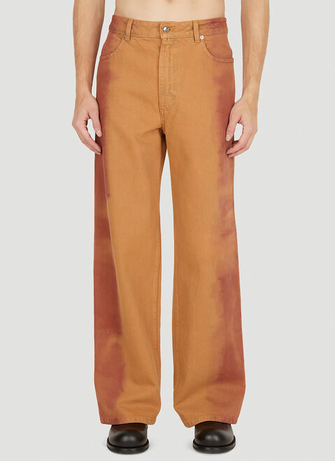 Eckhaus Latta 워시드 와이드 레그 진 Beige eck0151005
