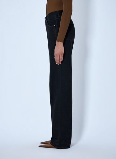 LN-CC® - Saint Laurent: V-허리 롱 배기 진 - 검정 Saint Laurent V-허리 롱 배기 진 검정 sla0264035