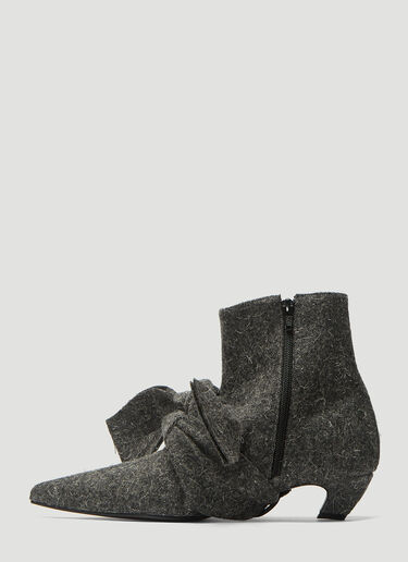 Flat Apartment Hairy Tie-Front Ankle Boots Grey flt0238006