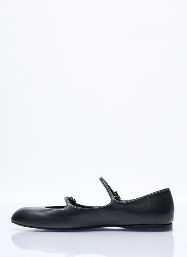 Max Mara 나파 가죽 발레리나 플랫 블랙 max0257043