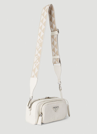 Prada Antique Leather Pocket Shoulder Bag White pra0252070