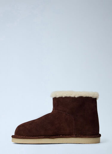 LN-CC® - Miu Miu: Shearling-Lined Suede Ankle Boots - Brown Miu Miu Shearling-Lined Suede Ankle Boots Brown miu0266052