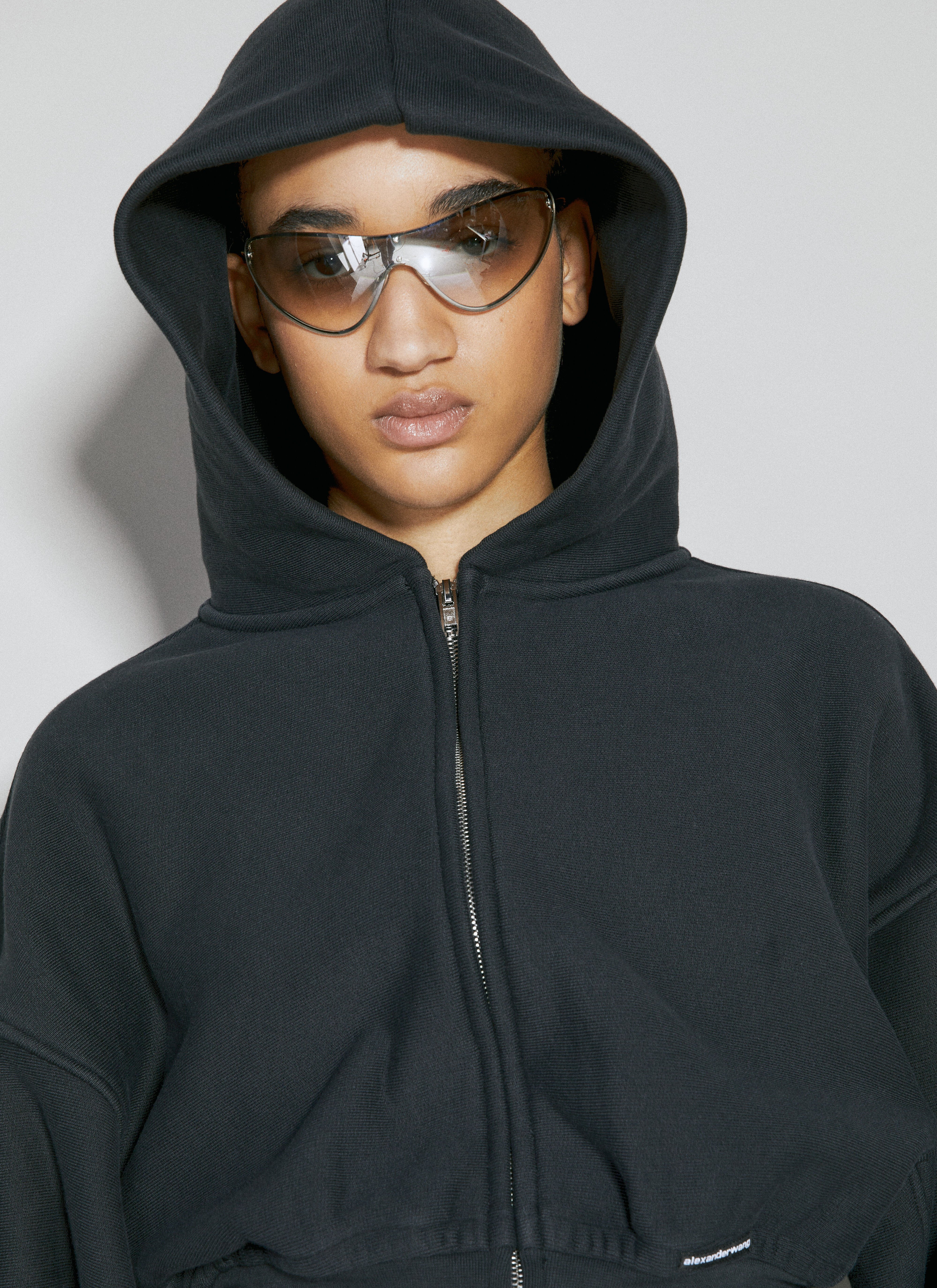 Cropped zip up black hoodie new arrivals