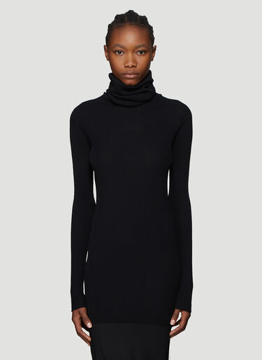 Rick Owens Ribbed Knit Roll Neck Top Black ric0237011