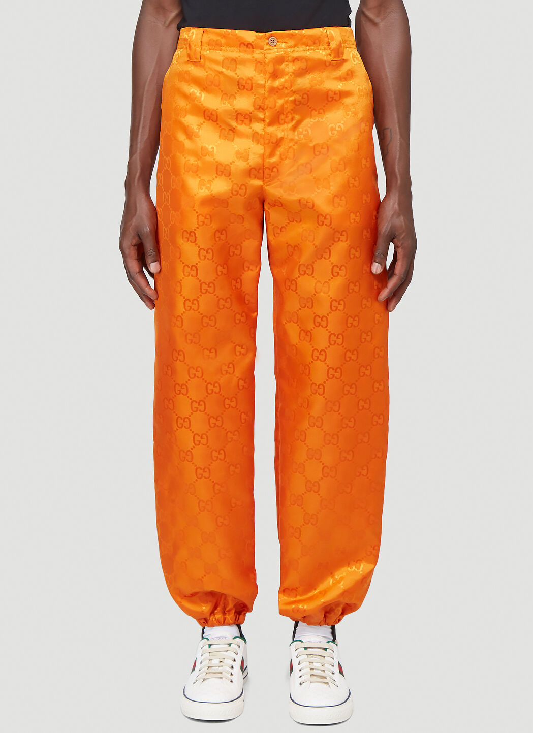 Gucci Men s Eco Nylon Jacquard Pants in Orange LN CC