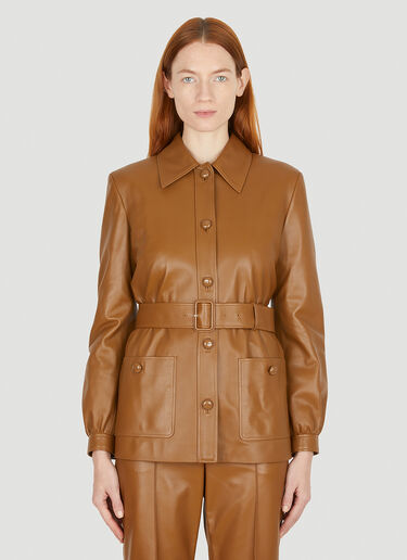 Gucci Button Down Leather Jacket Brown guc0251197