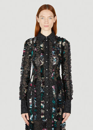 Rave Review Yrsa Ruffle Trim Shirt Black rav0252003