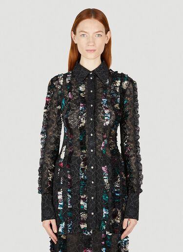 Rave Review Yrsa Ruffle Trim Shirt Black rav0252003