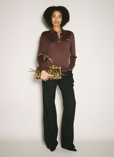 Prada Leopard Print Medium Leather Handbag Beige pra0259007