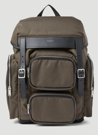 Saint Laurent City Multipocket Backpack Khaki sla0151088