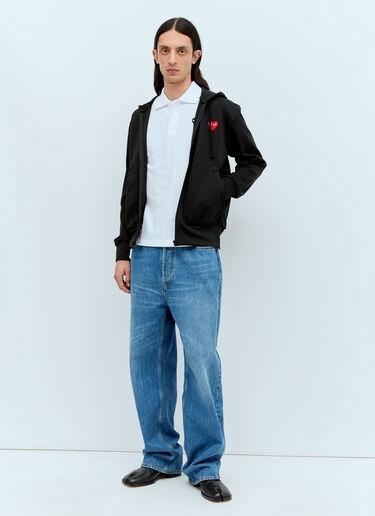 Comme Des Garçons PLAY 로고 패치 폴로 셔츠 화이트 cpl0356002