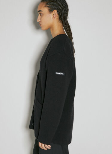 Balenciaga Logo Patch Wool Knit Cardigan Black bal0254011