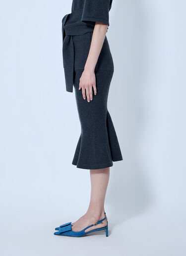 LN-CC® - Jacquemus: La Jupe Fiocco Knot-Detail Midi Skirt - Dark Grey Jacquemus La Jupe Fiocco Knot-Detail Midi Skirt Dark Grey jac0266027