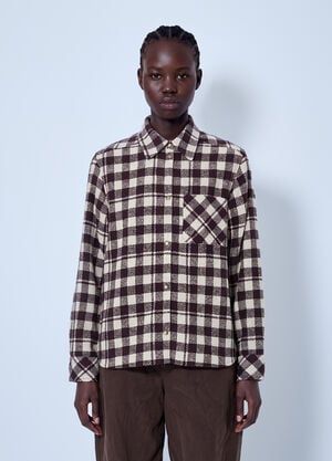 Moncler Checked Wool Shirt Brown mon0266036