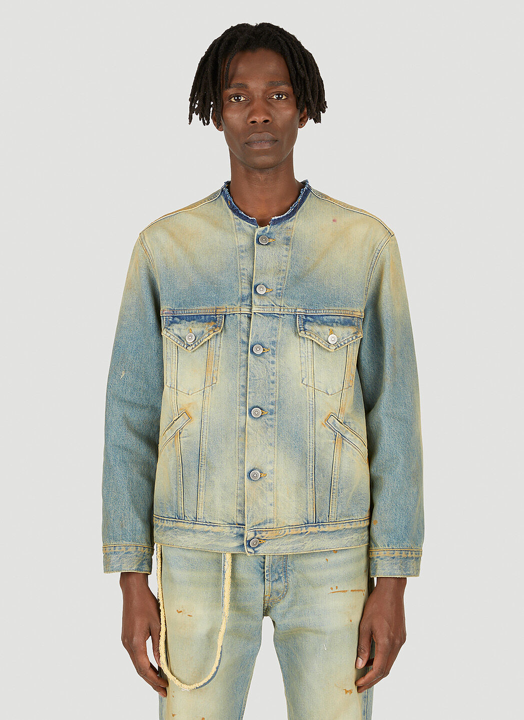 Off white distressed denim sale jacket