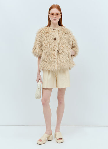 Max Mara Long-Haired Wool Cape Beige max0255038