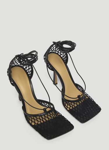 Bottega Veneta Mesh Ankle-Strap Heels Black bov0243032