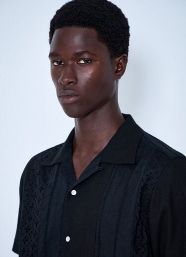 LN-CC® - NOMARHYTHM TEXTILE: Lace Patchwork Shirt - Black NOMARHYTHM TEXTILE Lace Patchwork Shirt Black nom0164004