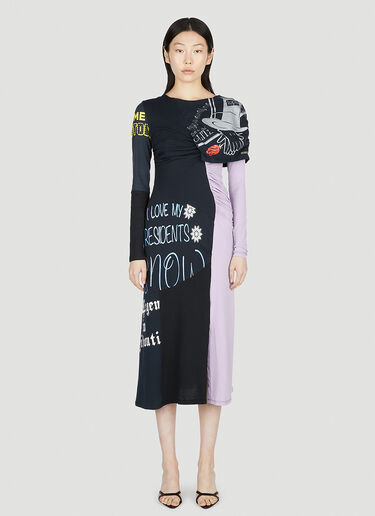 Marine Serre Graphic Panel Dress Black mrs0252002