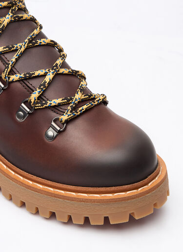 Prada Lace-Up Leather Boots Brown pra0258029