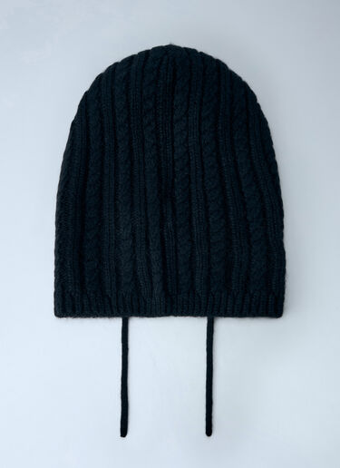 LN-CC® - Moncler: Cable Knit Balaclava - Black Moncler Cable Knit Balaclava Black mon0266033