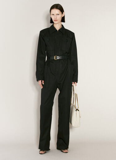 Saint Laurent Cotton Twill Jumpsuit Black sla0256004