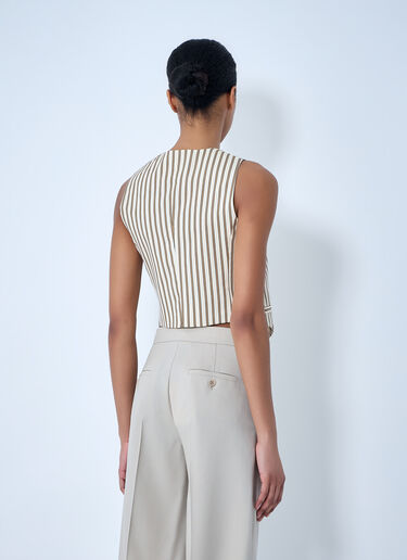 Max Mara Striped Buttoned Waistcoat Beige max0264008