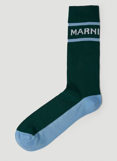Marni Colour Block Logo Socks Green mni0149021