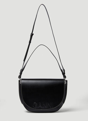 GANNI Banner Saddle Shoulder Bag Black gan0249048