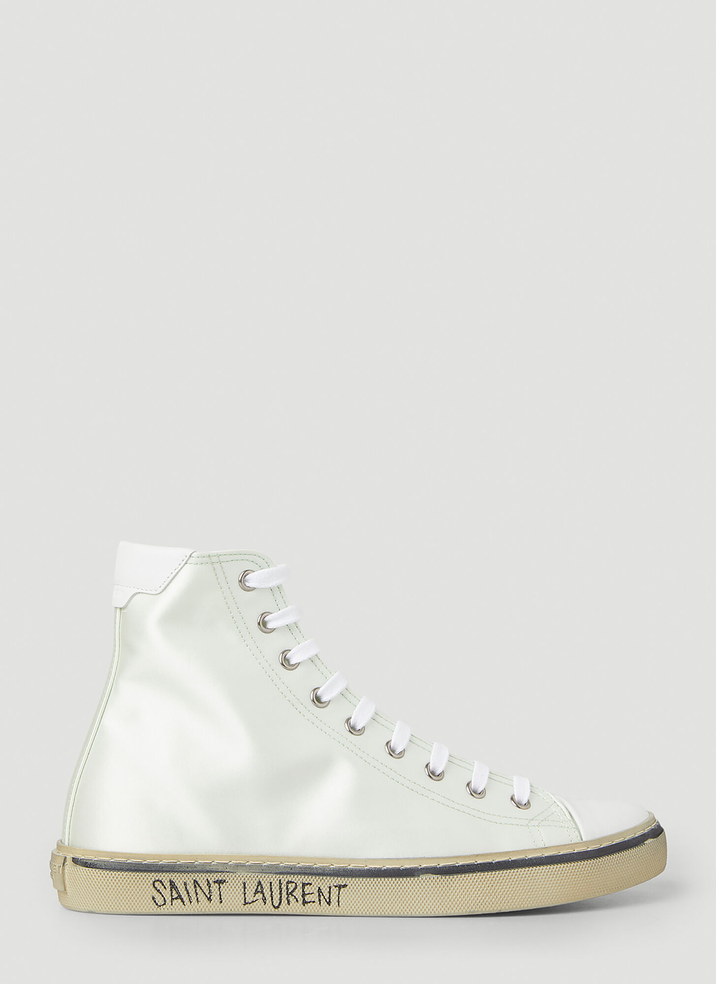 Saint Laurent Malibu Satin Sneakers Female White