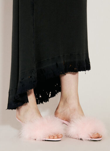 Balenciaga Boudoir Feather-Trimmed Leather Heel Sandals Pink bal0256018