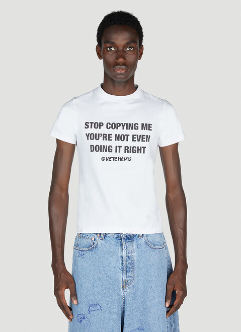 Vetements Stop Copying Me Fitted T-Shirt Beige vet0154004