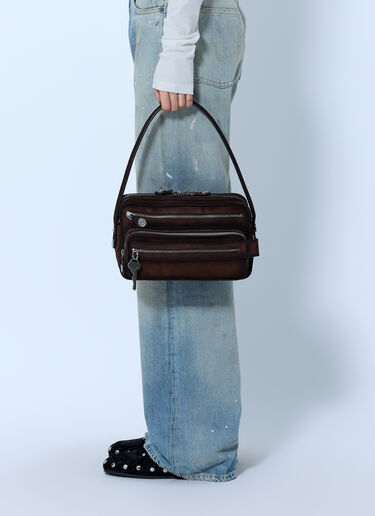 LN-CC® - Acne Studios: Camero Party Suede Shoulder Bag - Dark Brown Acne Studios Camero Party Suede Shoulder Bag Dark Brown acn0265034