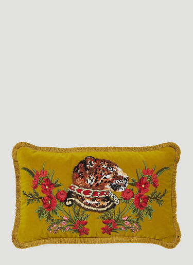 Gucci Leopard Needlepoint Cushion Green wps0638390