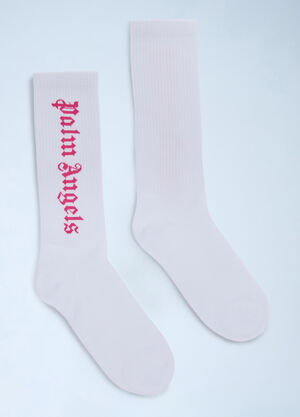 Palm Angels Logo Motif Socks White pma0260054